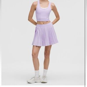 Lululemon High Rise Pleated Tennis Skirt Long in new Lavender Frost Color Sz 14